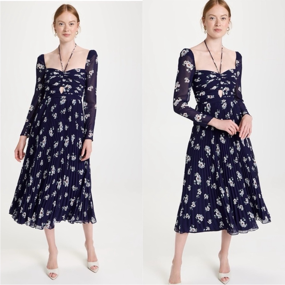 Self-Portrait Floral Navy Blue Dress